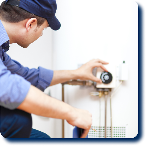 technician working on water heater