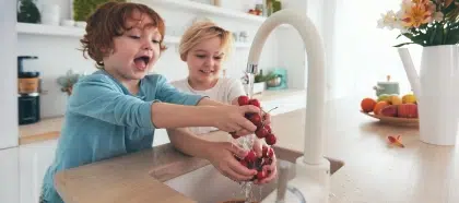 Children using sink